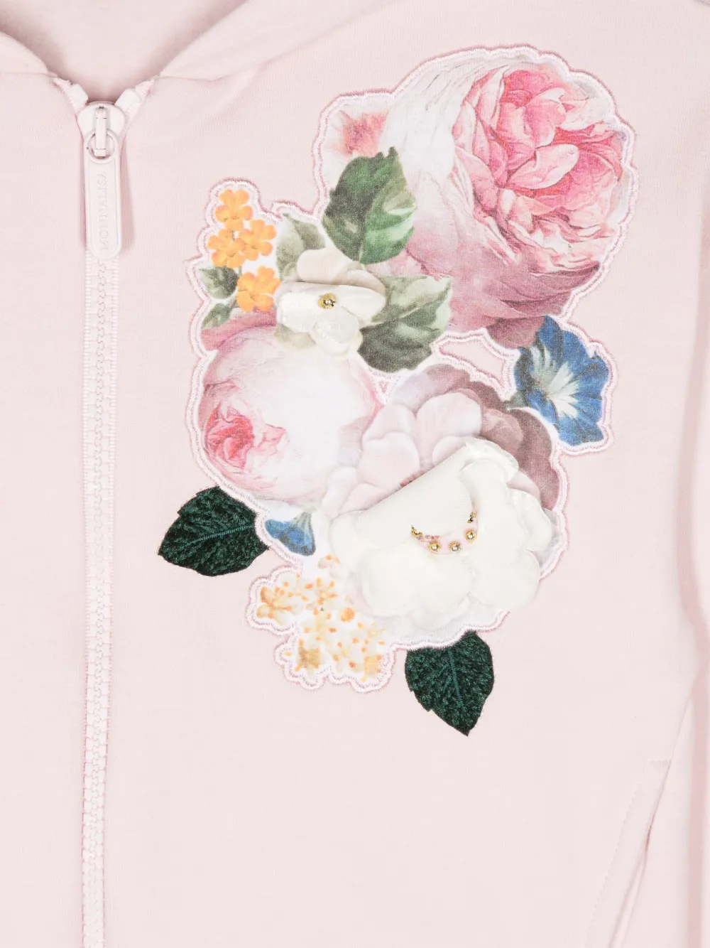 Monnalisa Hoodie met bloemenpatch Roze