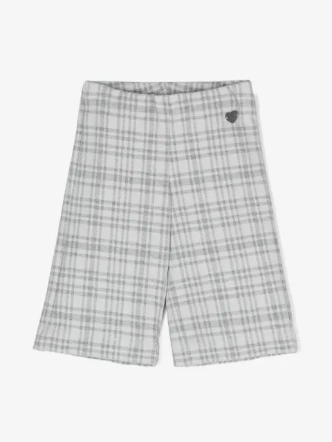 Monnalisa plaid-check wide-leg trousers