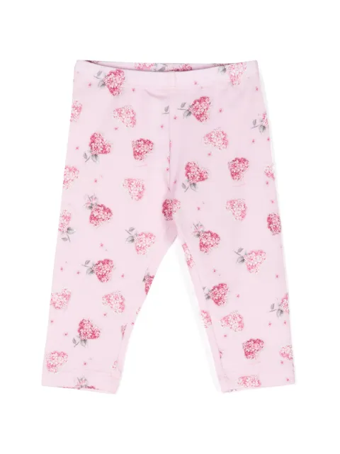 Monnalisa floral hearts-printed leggings 