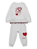 Monnalisa heart-embellished tracksuit - Grey