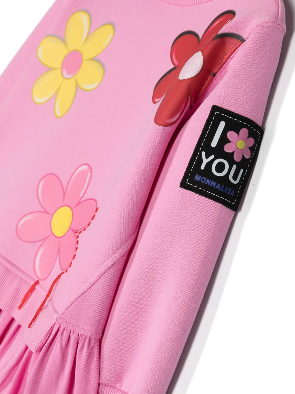 Monnalisa Sweaterjurk met bloemenprint Roze