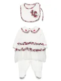 Monnalisa plaid-check-trim babygrow set - White