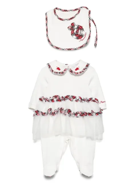 Monnalisa plaid-check-trim babygrow set