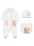 Monnalisa teddy-bear-print babygrow set - White