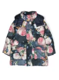 Monnalisa floral-print padded coat - Blue