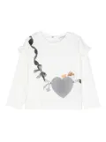 Monnalisa ruffle-detail cotton T-shirt - White