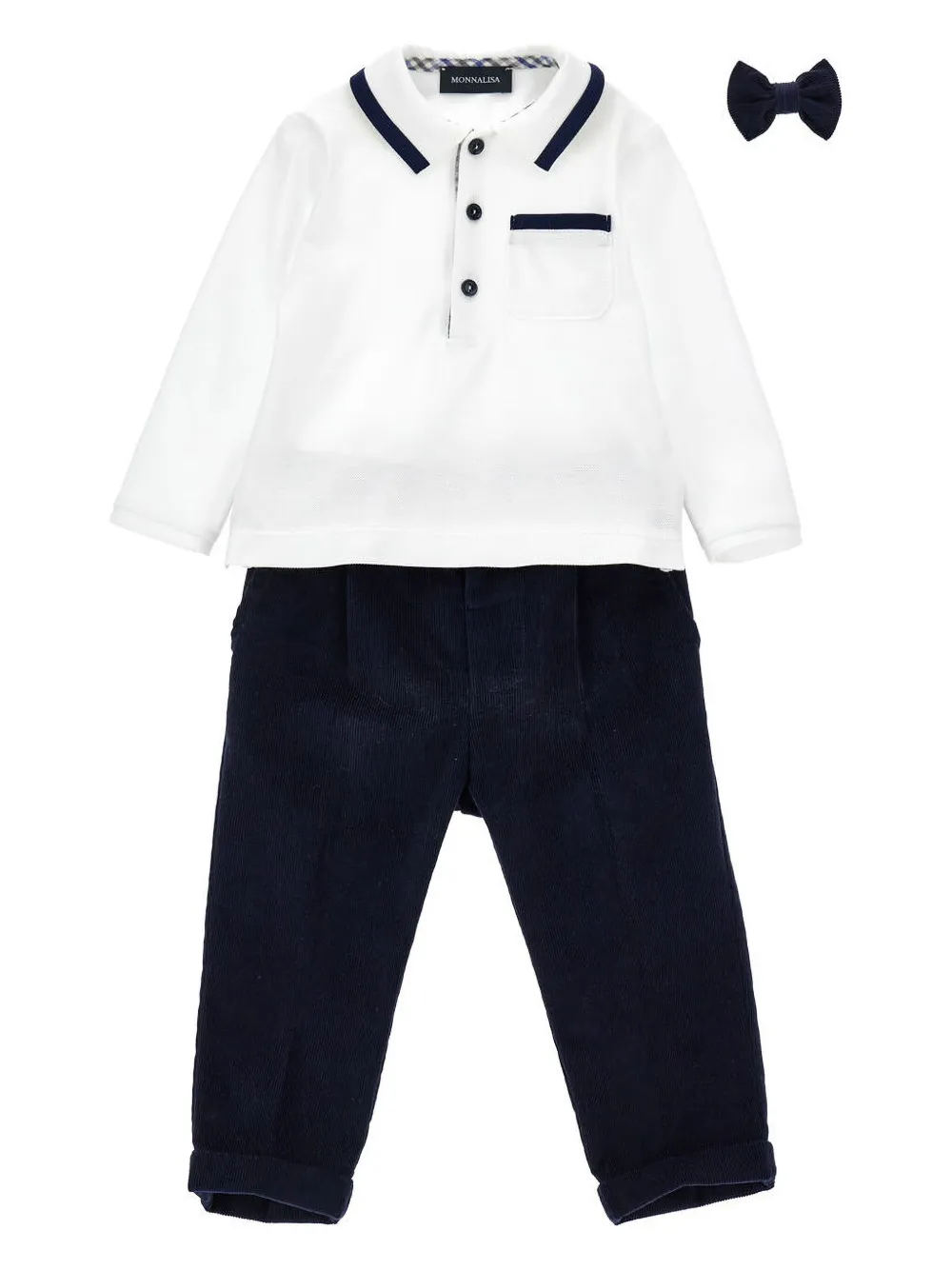 Monnalisa polo-shirt corduroy trousers set | White | Image 1