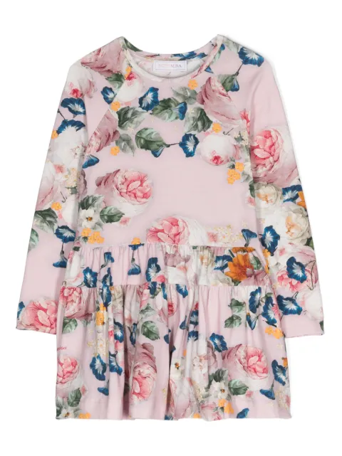 Monnalisa baroque roses-print tiered dress