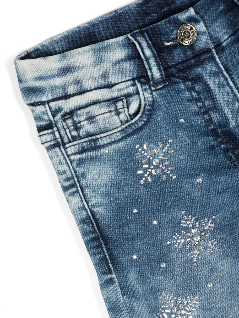 Monnalisa Jeans verfraaid met kristallen Blauw