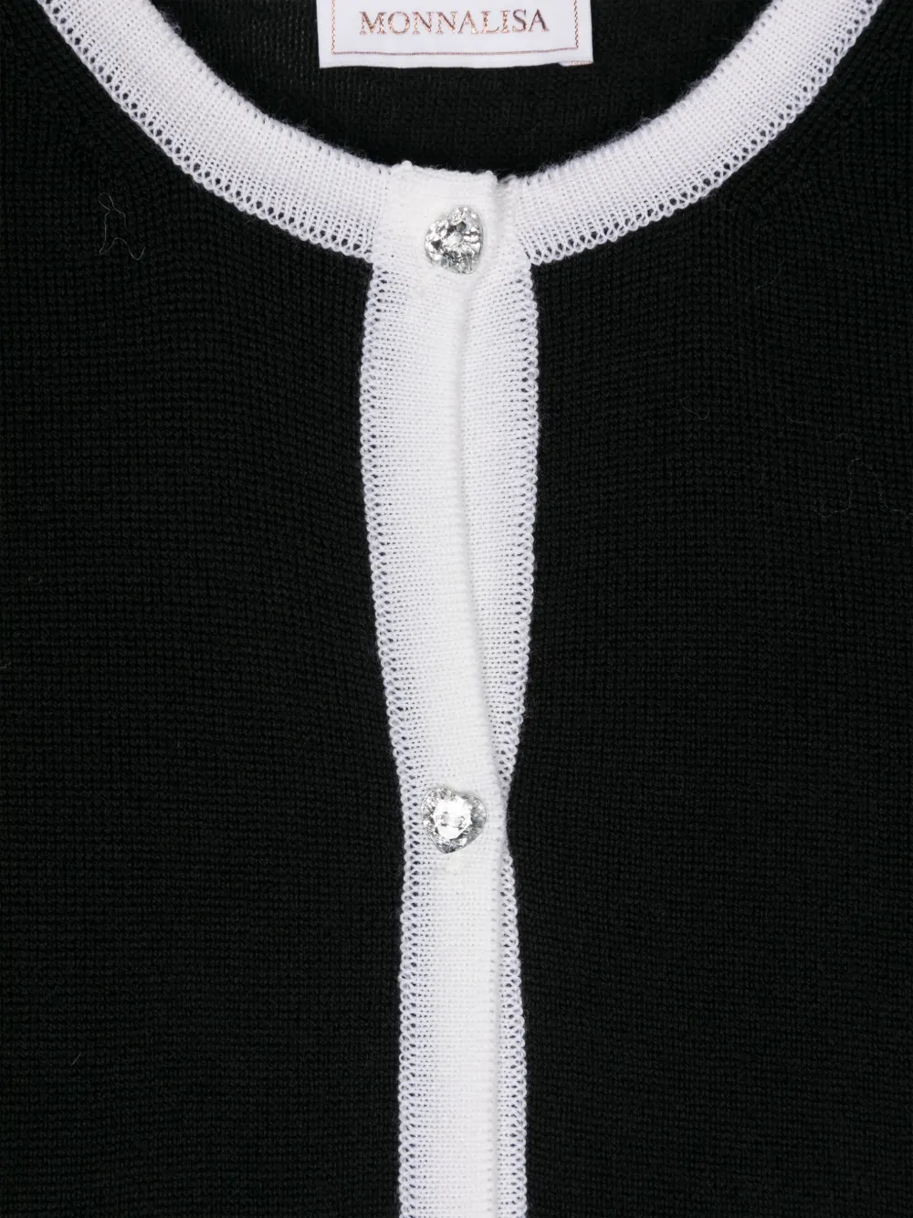 Monnalisa Gebreid vest met contrasterende afwerking Zwart