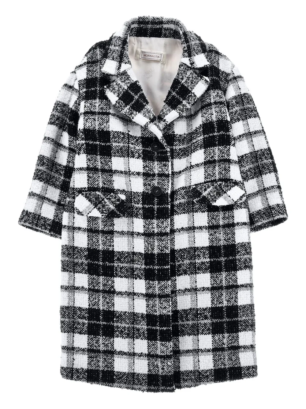 Monnalisa checked tweed coat | Black | Image 1