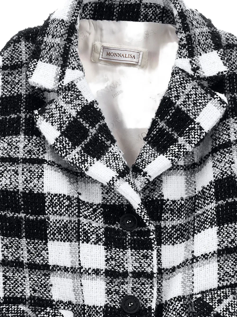 Monnalisa Geruite tweed jas Zwart