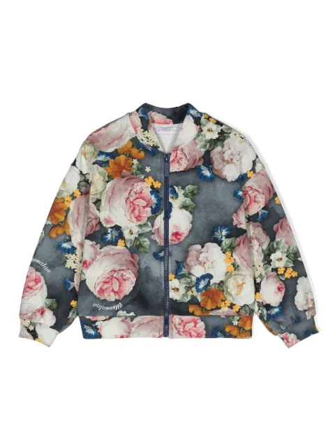 Monnalisa floral-print zip-up sweatshirt