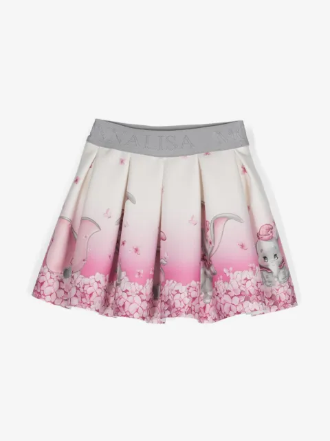 Monnalisa falda voluminosa con elefante estampado