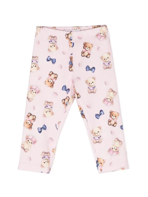 Monnalisa teddy bear-printed leggings