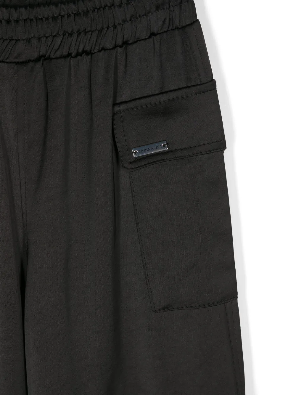 Monnalisa Satijnen cargo broek met elastische taille Zwart
