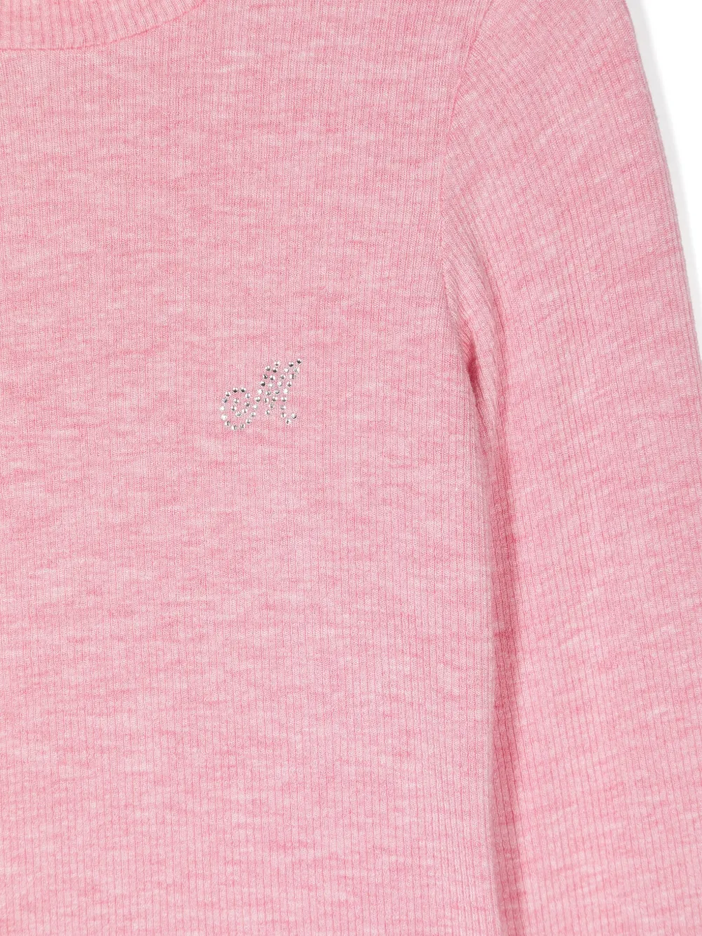 Monnalisa Geribbelde top met monogram van stras Roze