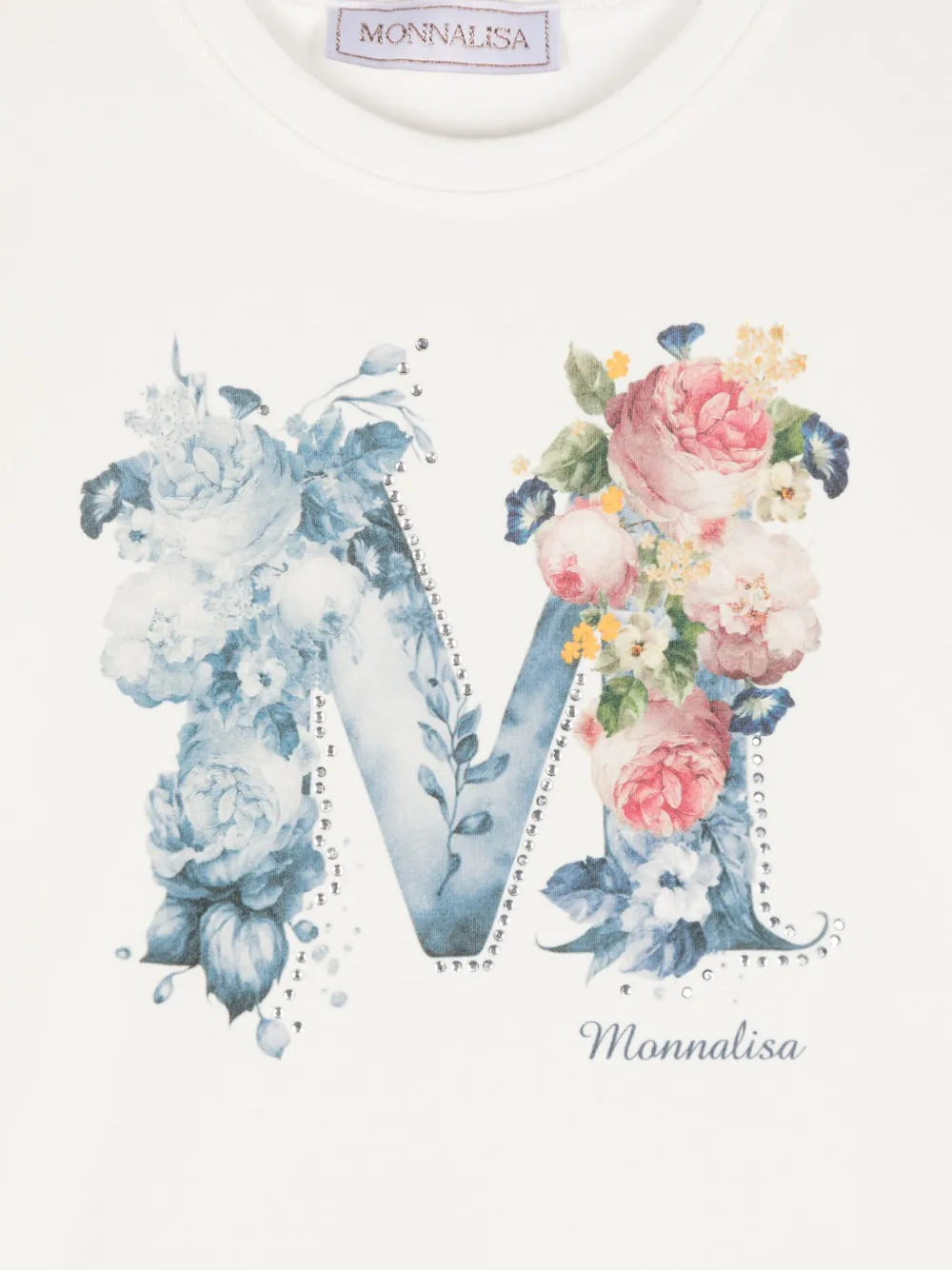 Monnalisa T-shirt met bloemenprint Wit