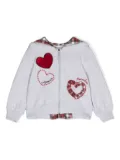 Monnalisa heart-motif zip-up hoodie - Grey