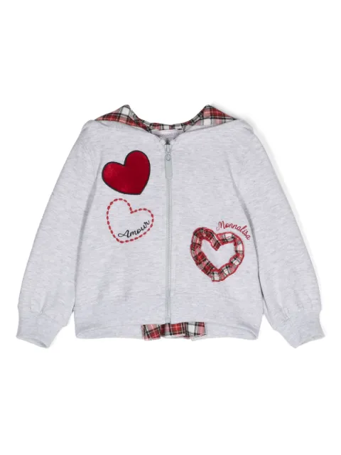 Monnalisa heart-motif zip-up hoodie