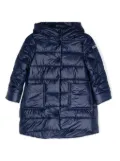 Monnalisa logo-patch hooded padded coat - Blue