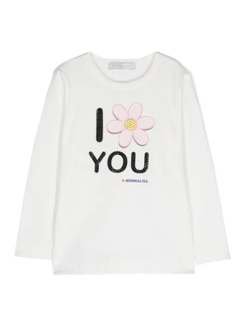 Monnalisa T-shirt med rhinstenudsmykning
