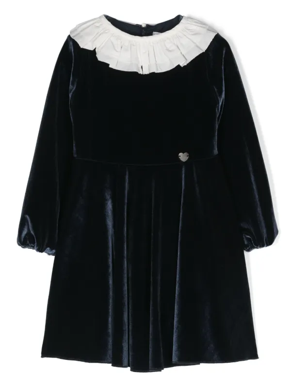 monnalisa 黒ワンピース モナリザMonnalisa バラのチュールワンピース