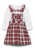 Monnalisa plaid-check-pattern dress set - White