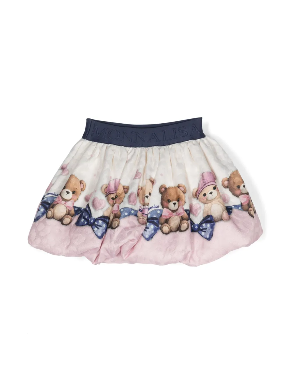 Monnalisa Rok met teddybeer print - Wit
