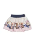 Monnalisa teddy bear-print puffball skirt - White