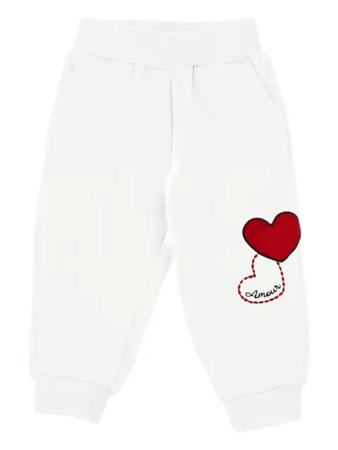 Monnalisa heart-appliqué track pants