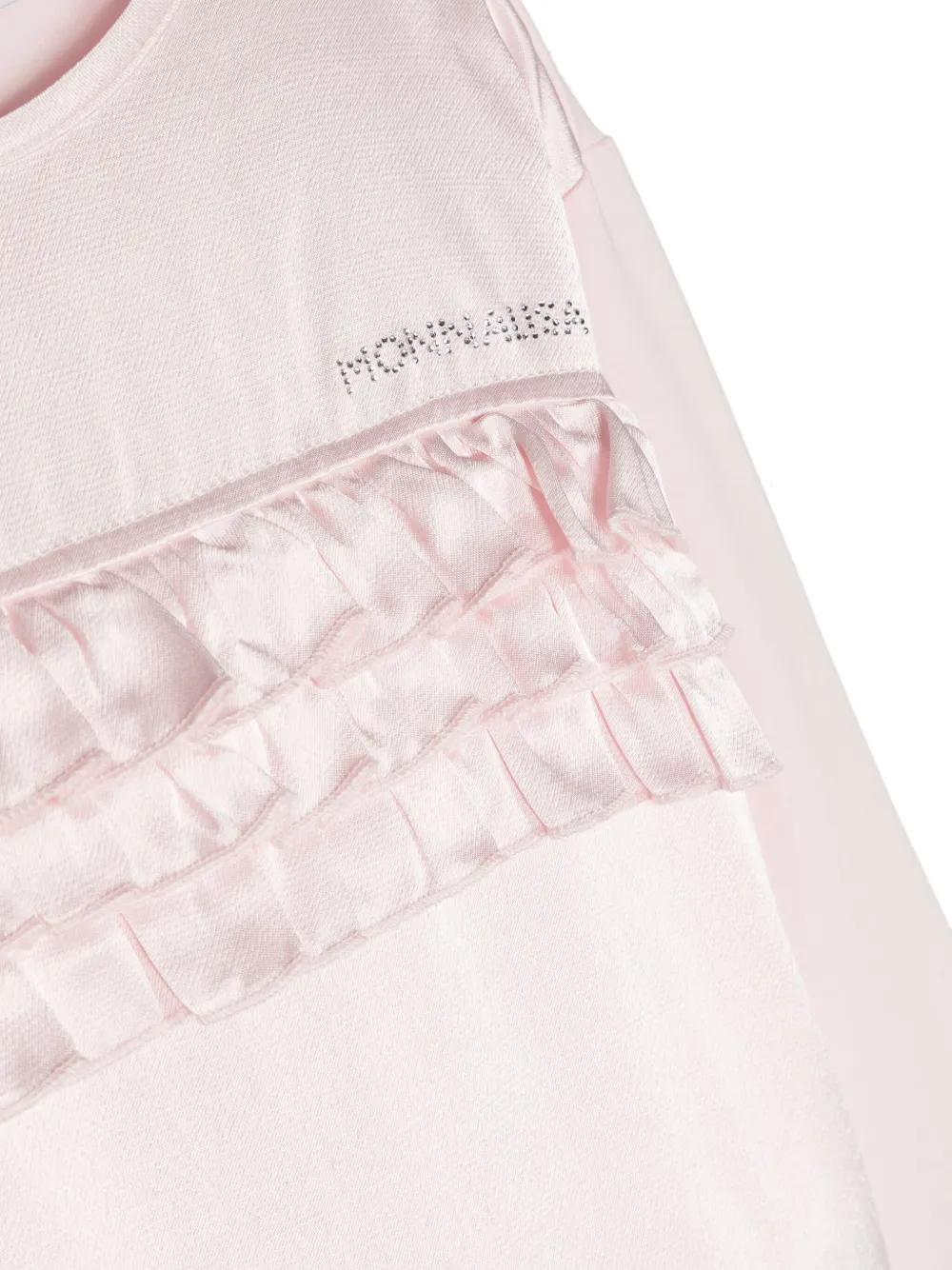 Monnalisa T-shirt verfraaid met stras en ruches Roze