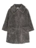 Monnalisa teddy single-breasted coat - Grey