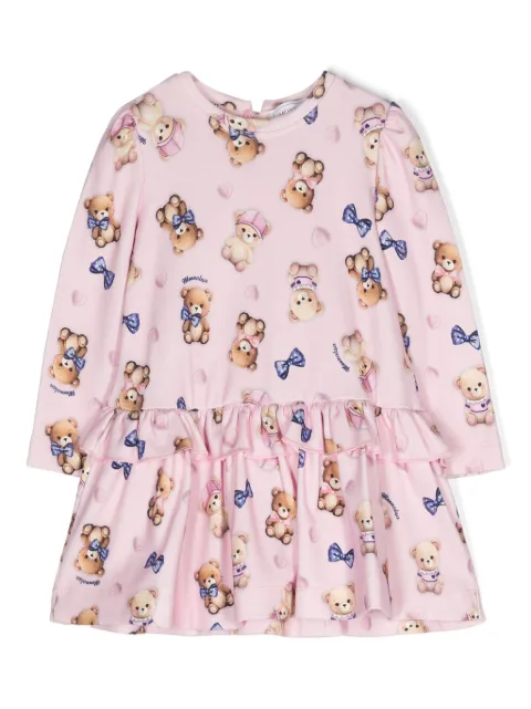 Monnalisa teddy bear-print jersey dress