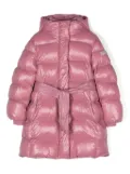 Monnalisa logo-lettering belted coat - Pink