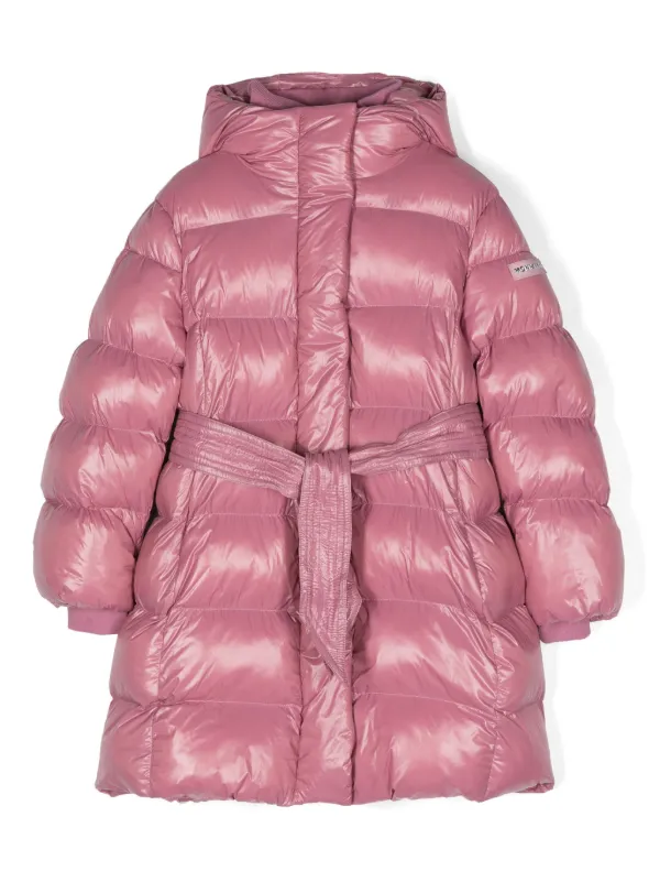 Monnalisa logo lettering Belted Coat Pink FARFETCH HK