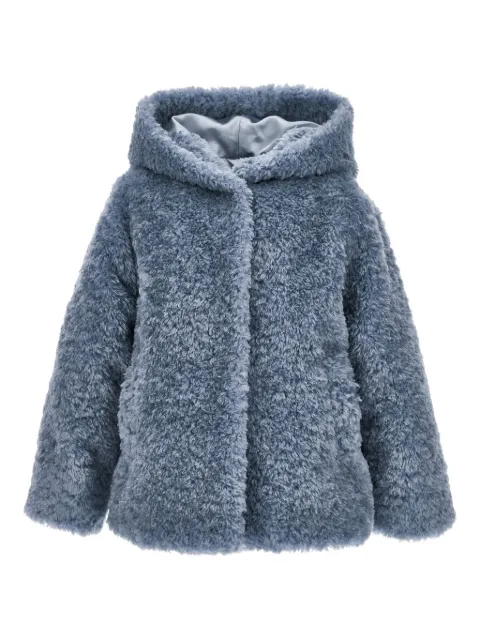 Monnalisa hooded teddy-texture faux-fur coat