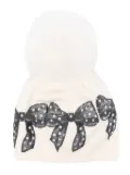Monnalisa bow-patch pompom beanie - Neutrals