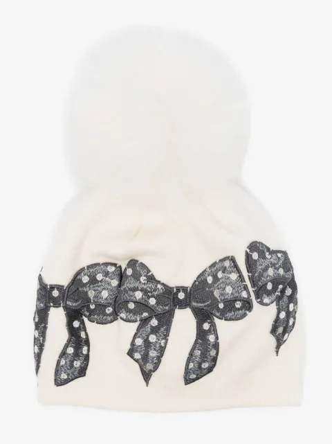 Monnalisa bow-patch pompom beanie
