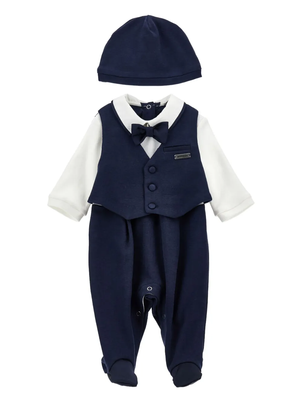 Monnalisa Waistcoat Bow-tie Playsuit Set (set Of Two) In Multi