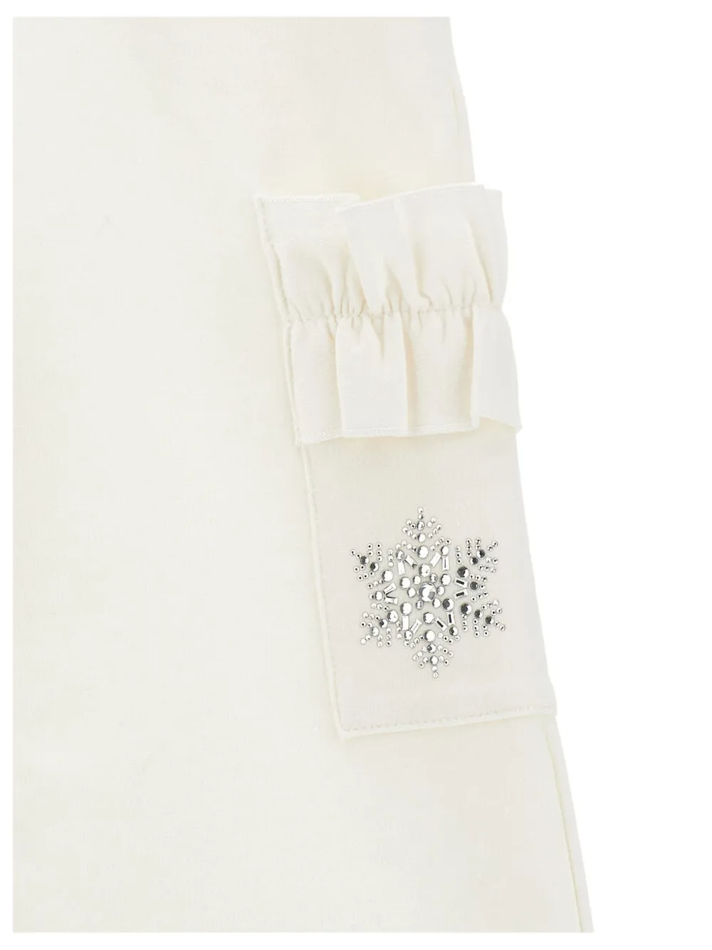 Monnalisa Fleece Trousers With Ruffles In Neutral
