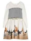 Monnalisa graphic-print flared dress - White