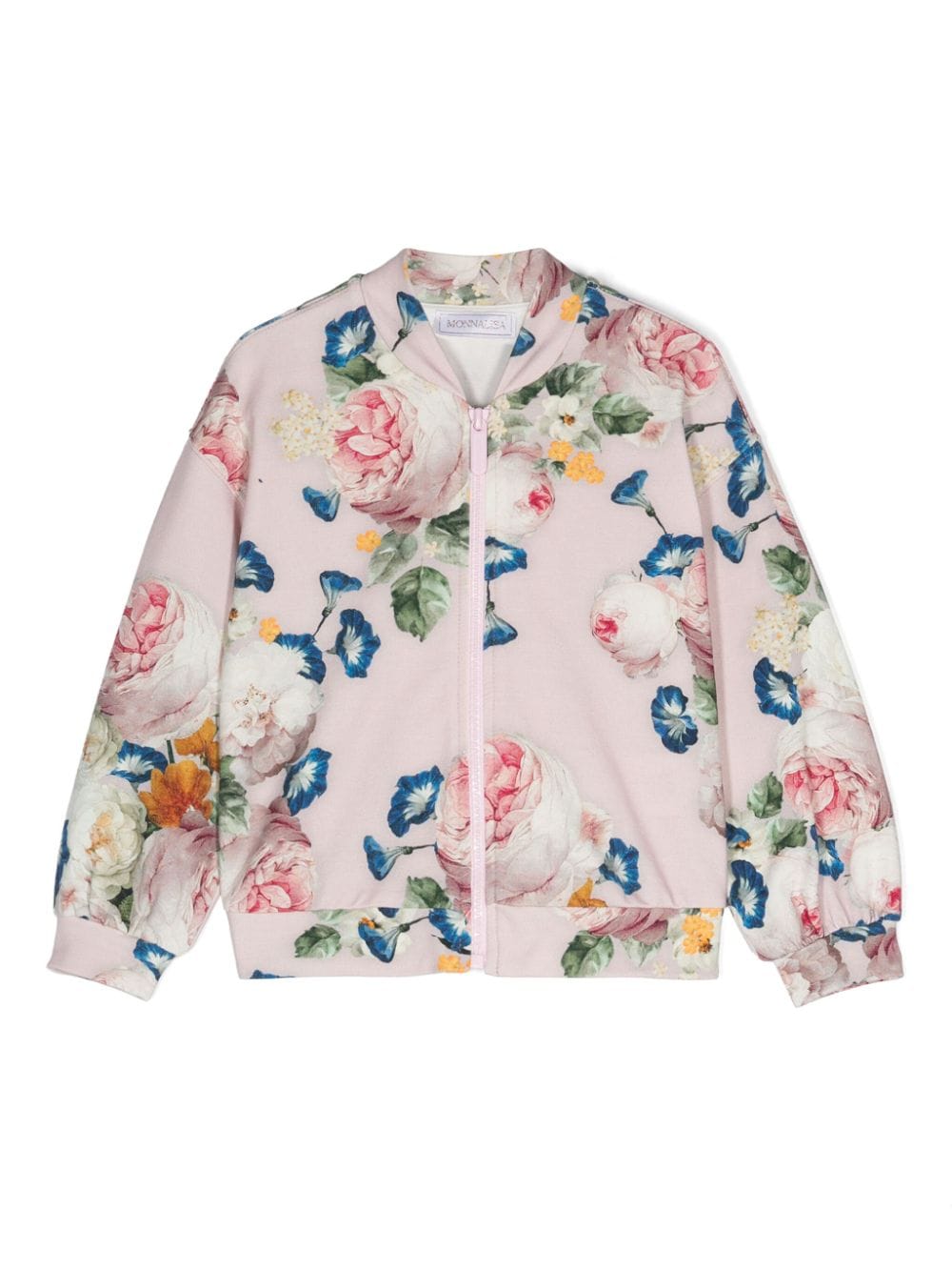 Monnalisa roses-print zip-up sweatshirt - Rosa