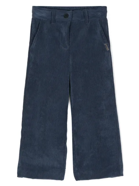 Monnalisa Calça wide leg de veludo cotelê