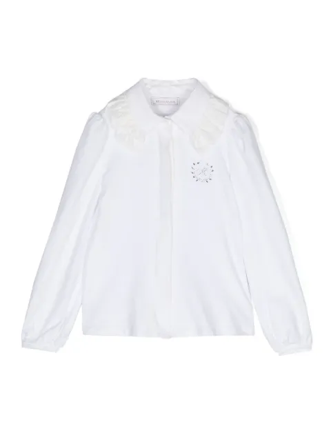 Monnalisa camisa con detalles de cristal y volantes