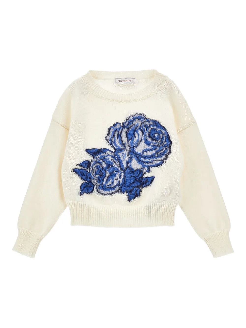 Monnalisa rose-embroidered knit top | Neutrals | Image 1