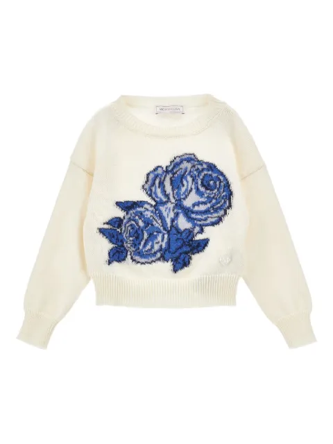 Monnalisa rose-embroidered knit top