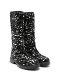 Monnalisa sequin-design tall boots - Black