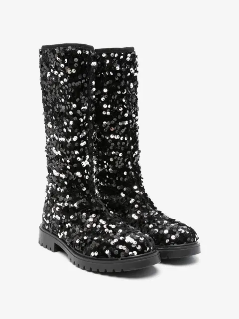 Monnalisa sequin-design tall boots