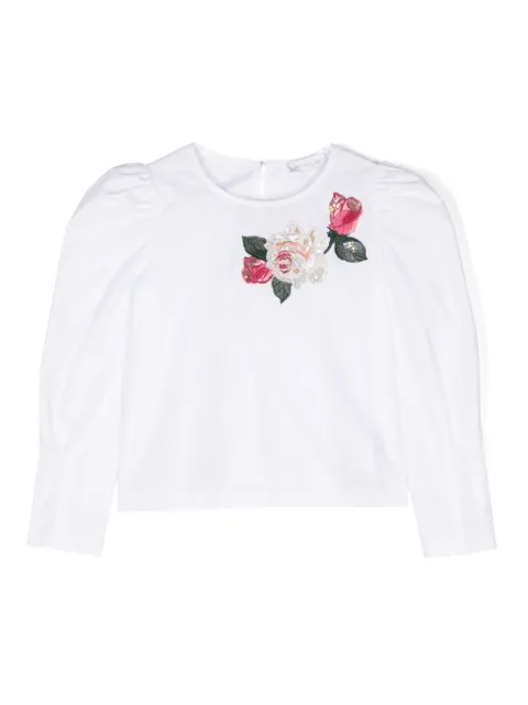 Monnalisa floral-embroidery cotton blouse